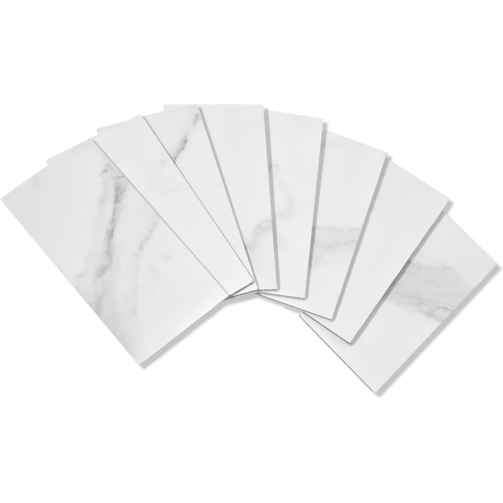 STICKGOO 100-Pieces Peel and Stick Backsplash, 3 x 6 PVC Wall Tile, Marble White